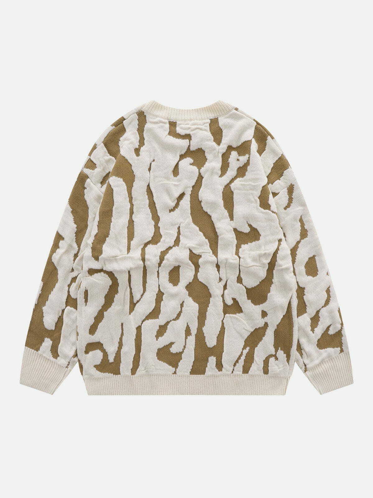 zebra print jacquard sweater edgy & vibrant streetwear 3730