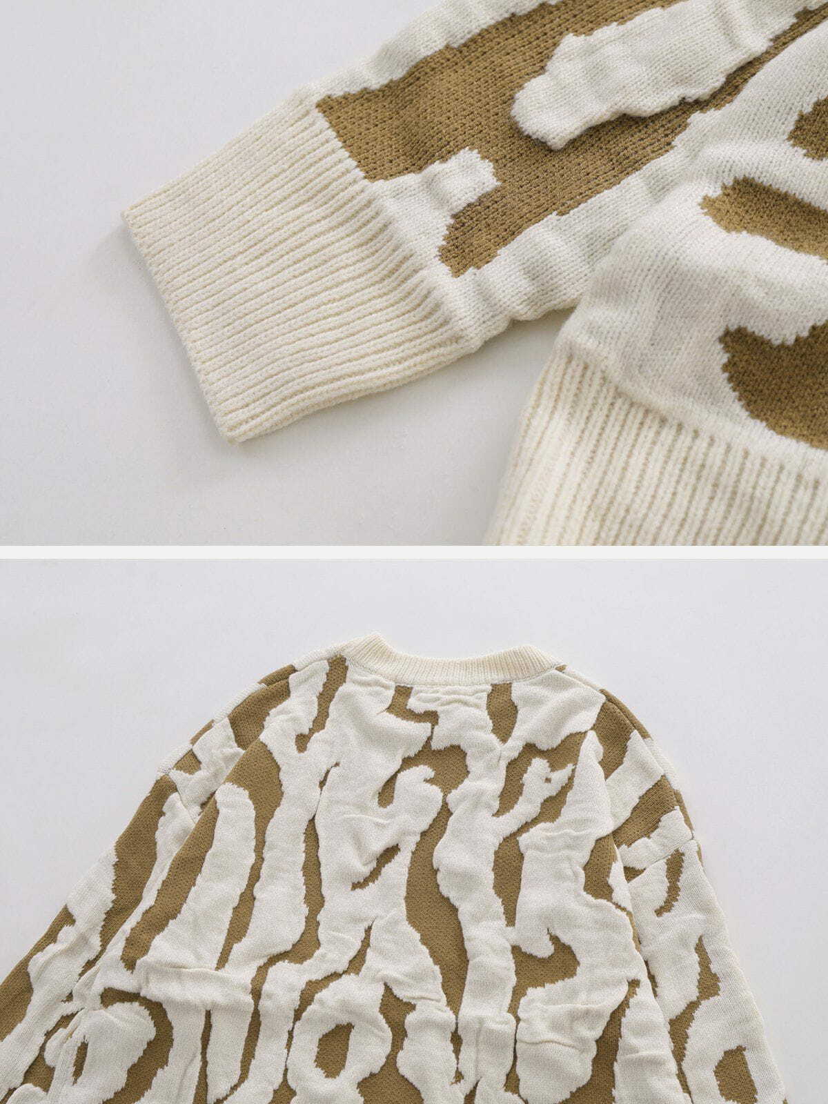zebra print jacquard sweater edgy & vibrant streetwear 4183