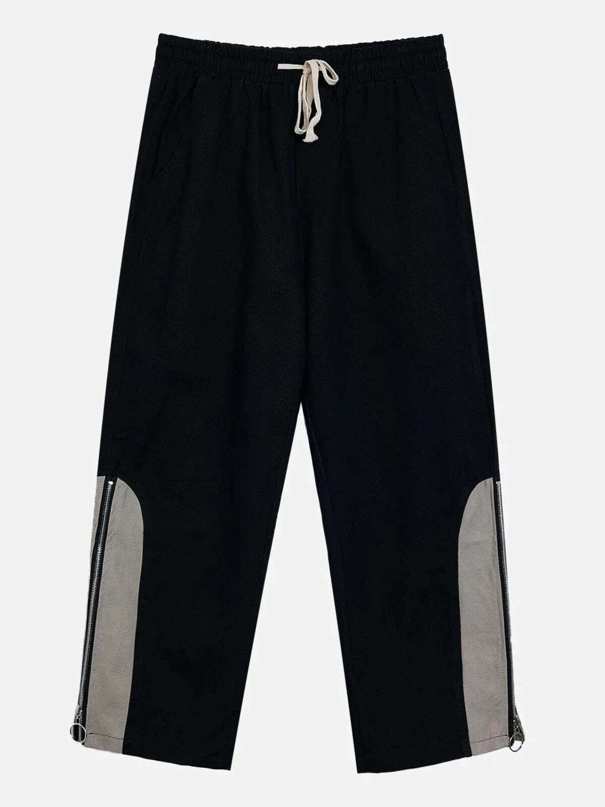 zipper straightleg pants trendy & edgy streetwear 7803