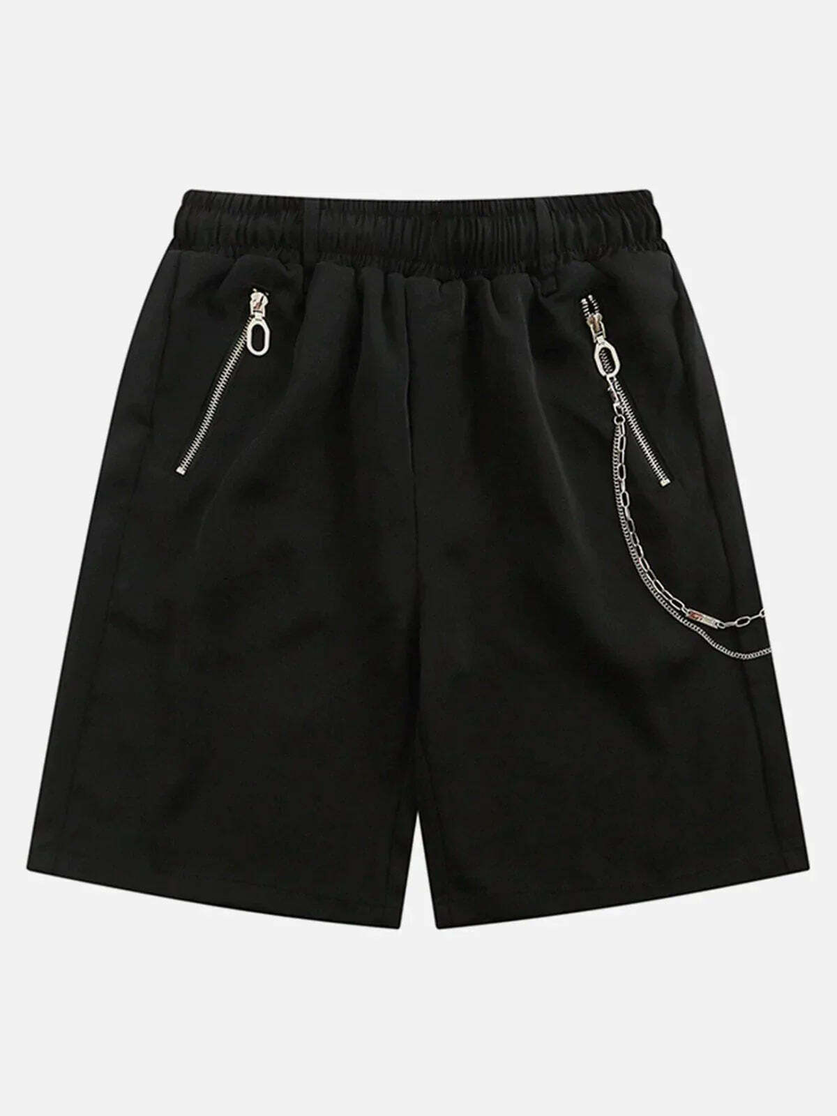 zipup chain shorts edgy y2k streetwear 8804
